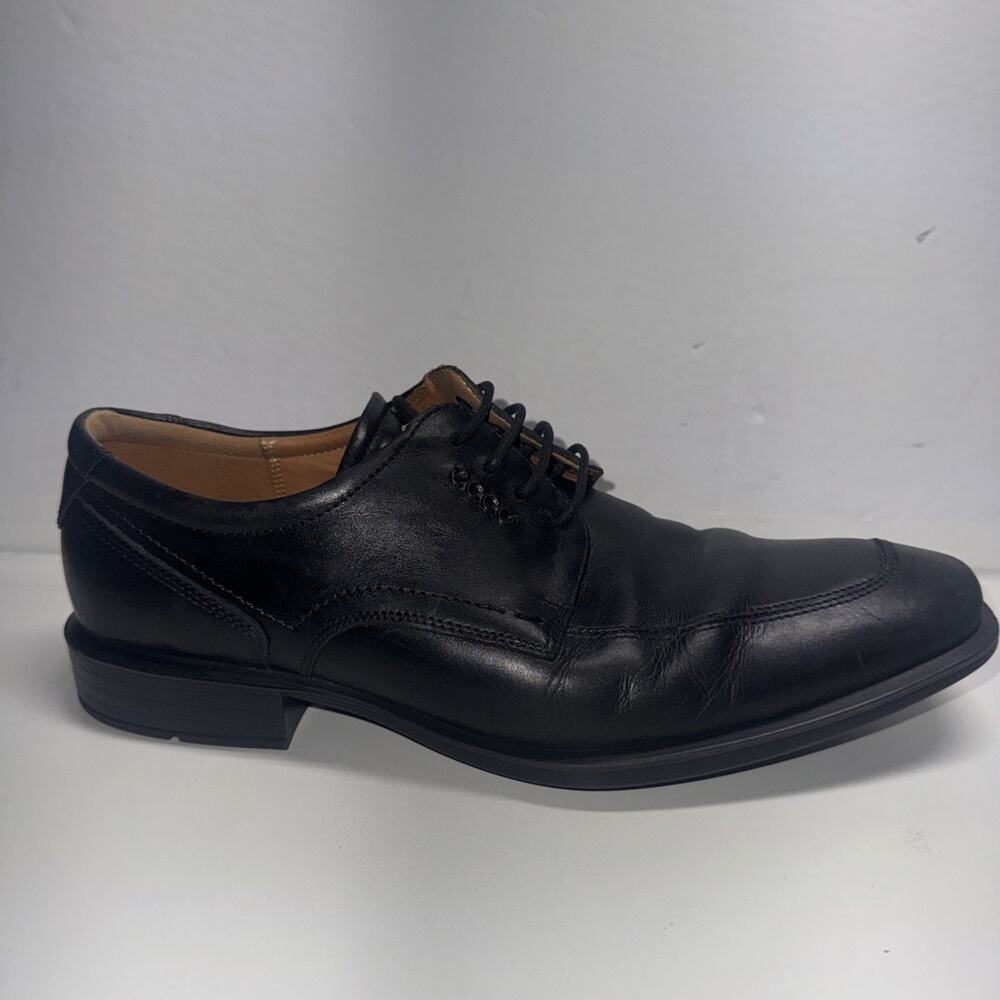 Ecco Cairo Black Leather Apron Toe Dress Shoes Men US 9 - 9.5 EU 43 Oxford Derby